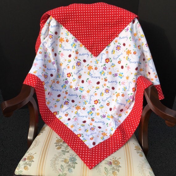 Baby blankets Baby girl large double sided by Bowsbandsandbabies