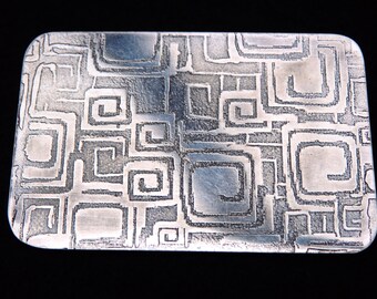 Brooch- Silver brooch , with etched pattern
