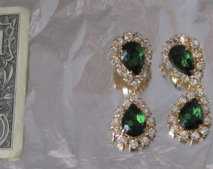 Vintage 1950's Czech Rhinestones Dangle Earrings