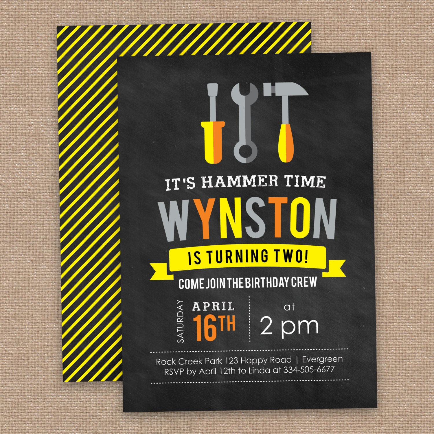 Tool Themed Birthday Party Invitations 5