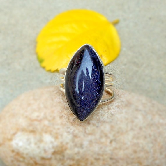 Blue Sun Sitara Gemstone Ring Gold Stone Ring Bezel