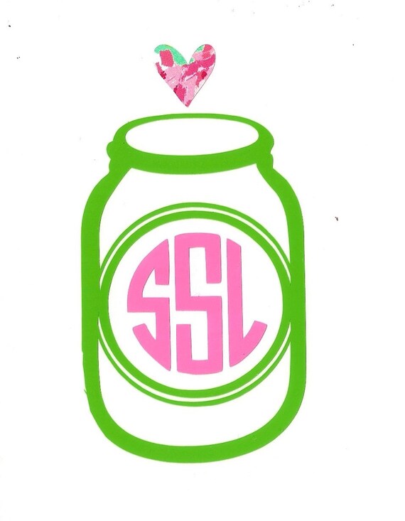 Mason Jar Monogram Vinyl Decal by AweSamDesigns on Etsy