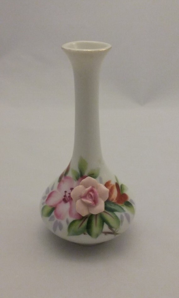 Occupied Japan Bud Vase Vintage 1940s Hand Painted Porcelain