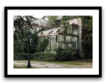 Fine art photography, Urban Decay. Abandoned Greenhouse, 5x7, 8x10 Wall Decor, Home Decor, Abandoned, Green, Brown, Fine art print