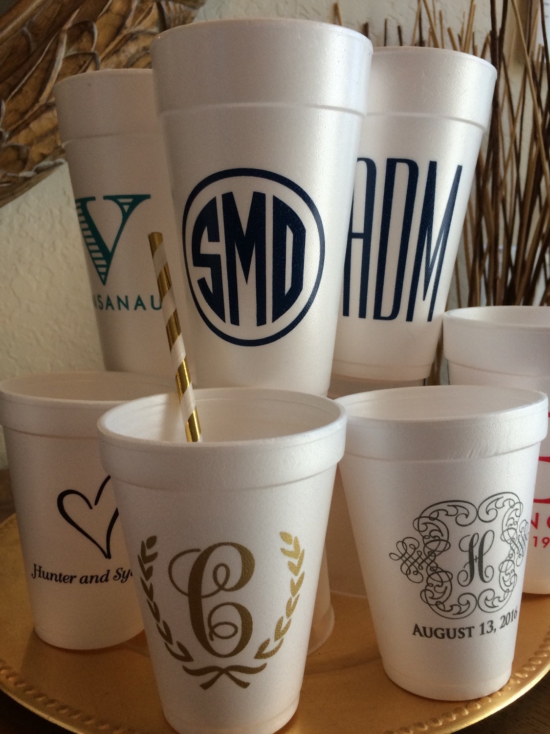 100 Styrofoam Foam Cups Personalized Custom Monogrammed