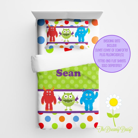 Personalized Monster Bedding for Kids Little Monster Duvet