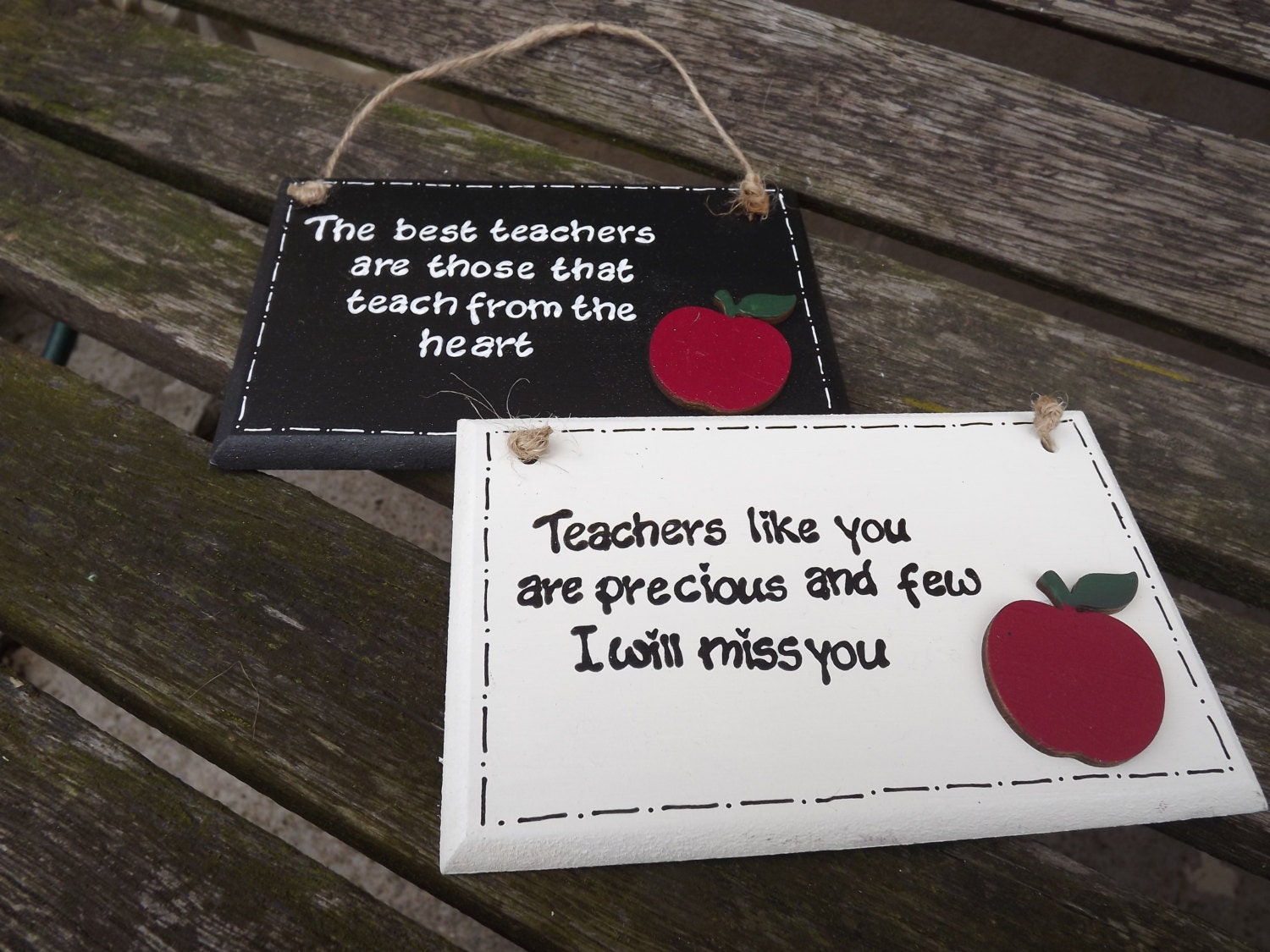 THANK YOU TEACHER wooden plaque handpainted with