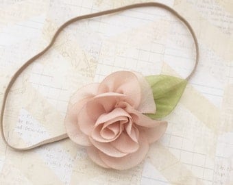 Beige headband,infant headband,dainty headband,newborn headband,girls headbands,baby headband,tan headbands,baby girl,flower headbands