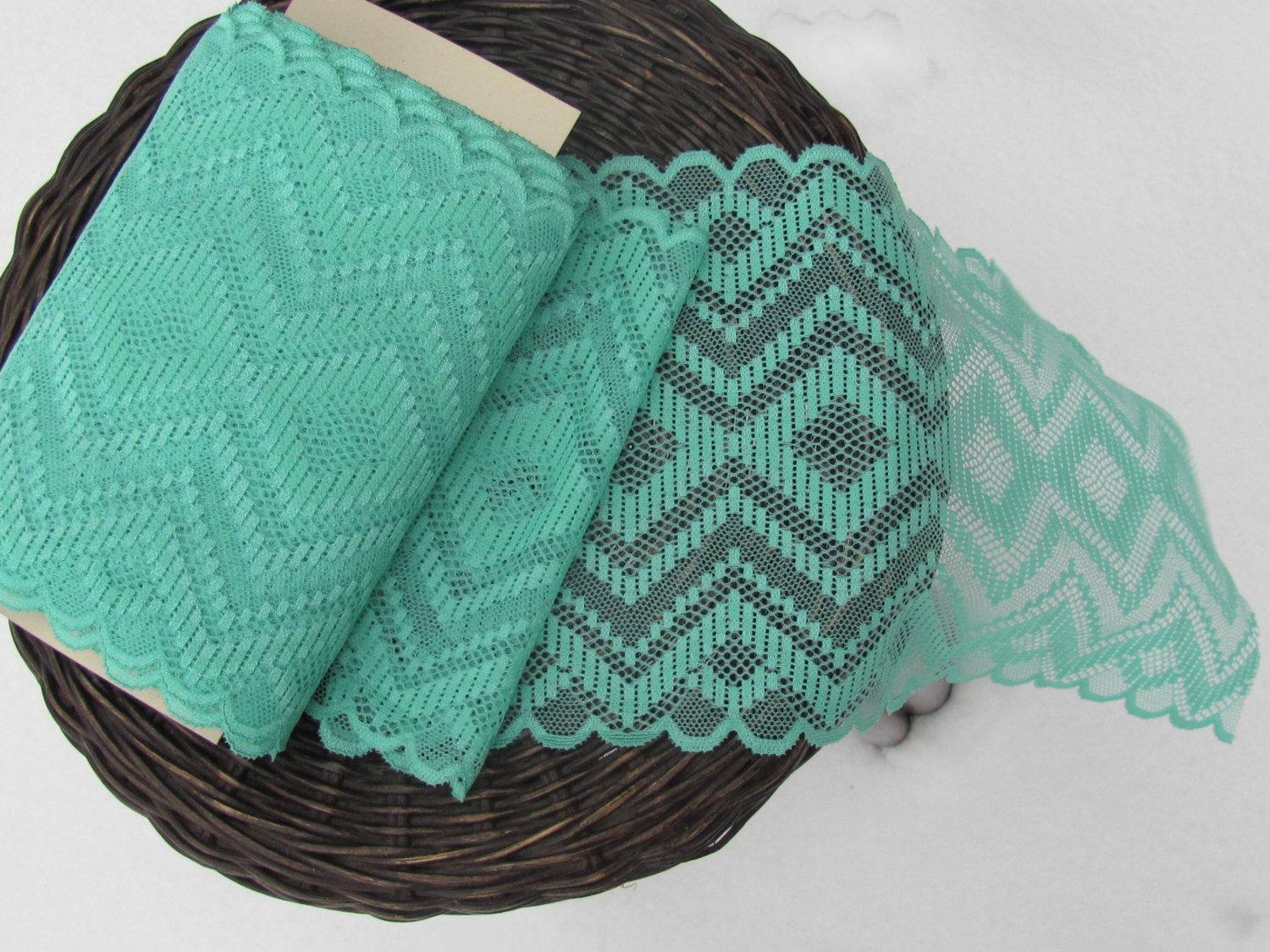 7 Wide Stretch Elastic Lace by Yard Aqua Green Lingerie