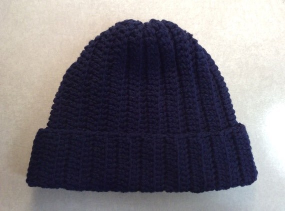 Items similar to Men or women's Adult size beanie in dark navy blue ...