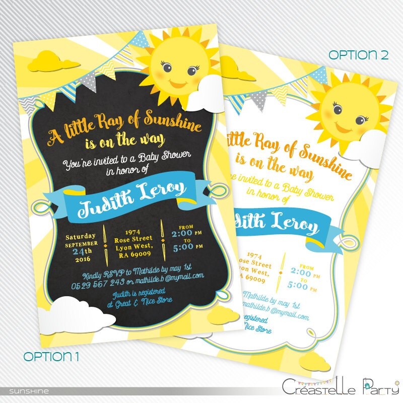 You are my Sunshine baby shower printable invitation boy