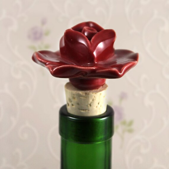 Bottle Stopper Ceramic Rose Wine Cork.