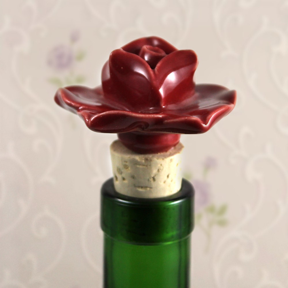 Bottle Stopper Ceramic Rose Wine Cork.