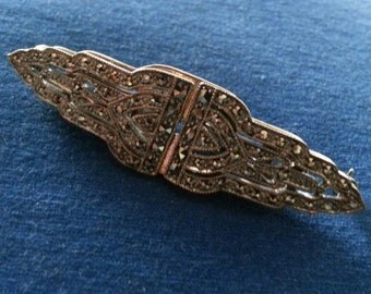 Vintage Sterling Marcasite Duette, Brooch Dress Clips or Earrings