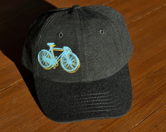 Fixed Gear Bicycle Bike Hat Dark Grey Hat with Light Blue