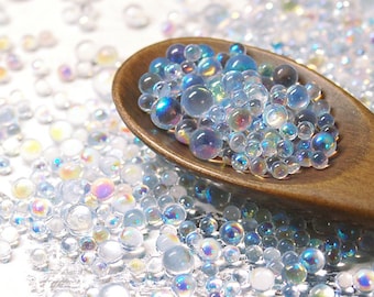 20g - No Hole Micro Glass Beads - iridescent clear - ABcolor