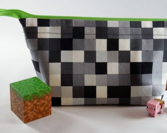FREE SHIPPING! Minecraft Small kids multi-purpose bag, Fabric bag, pencil case, baby toiletry bag, wide open zipper pouch, machine washable.
