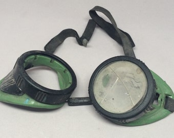 Vintage Safety Goggles Steampunk Style Welding Worn Project Craft Cosplay Costume Use Green