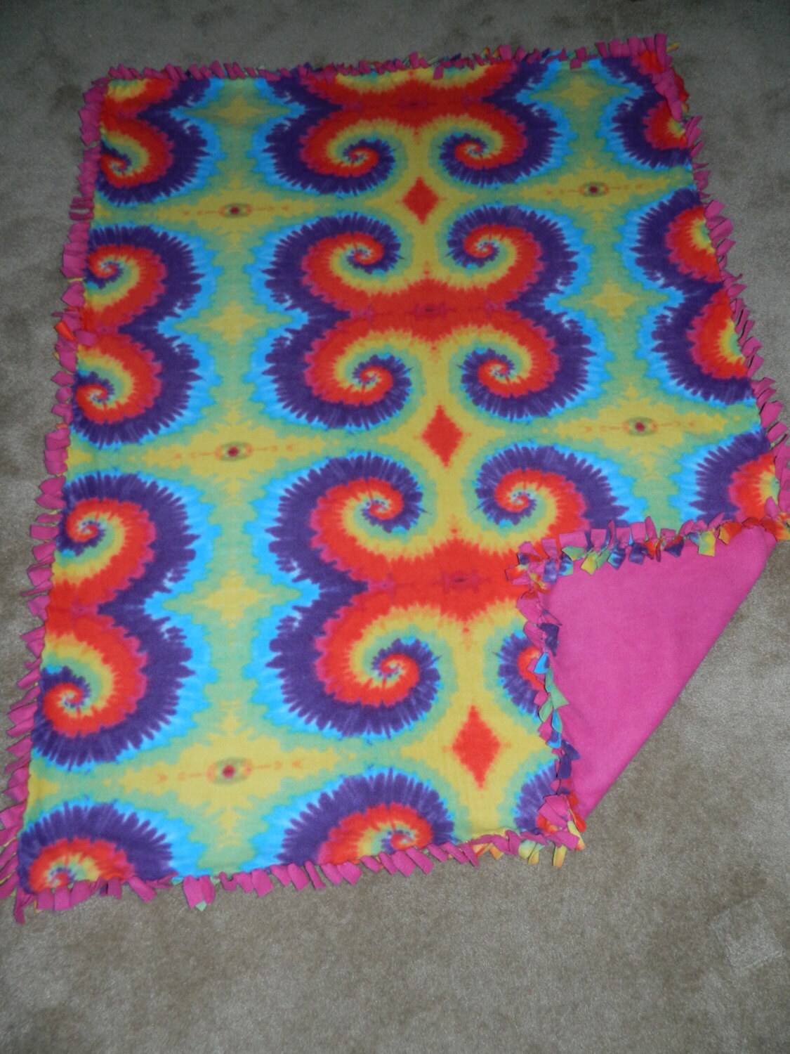 Classic TieDye AntiPill Blizzard Fleece NoSew Blanket