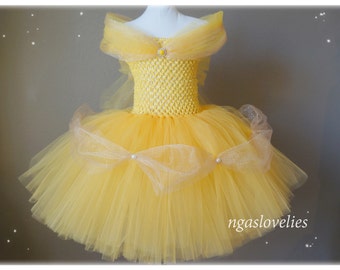 Disney Inspired Belle Dress -Beauty and the beast - Princess Dress - Tutu Dress - Costume Dress - Halloween - Baby, Girl, Kids Dress