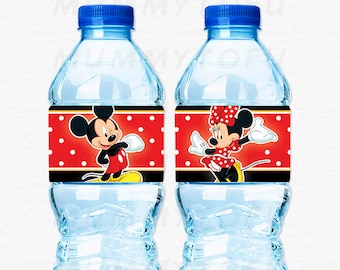 Mickey Minnie Mouse Water Bottle Labels Birthday Party - DIY Party Printable Instant Download