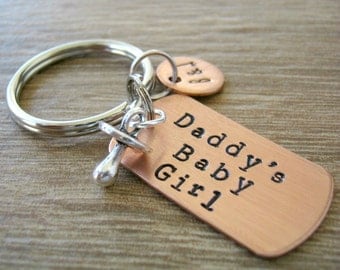 Daddy's Baby Girl Keychain with pacifier charm, optional initial disc, ddlg keychain, Daddy's Little Girl, pet gift, ddlg gift, bdsm