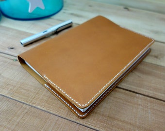Hobonichi Techo Leather Planner Cover - Refillable A5 Cousin 2017, Tan Leather, Cream Stitching