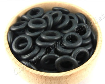 Ring Wood Beads, 25pcs Wooden Beads, (15mm x 4mm) Black Wood Bead, Donut Natural Wood Beads, Craft Wood Beads, Wooden Beads
