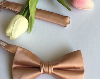 Rose Gold Bow Tie - Pre Tied Messy Knot - Rose Gold Wedding - Mens Bow Tie - Rose Gold BowTie - Rose Gold Tie - Childrens Rose Gold Bow