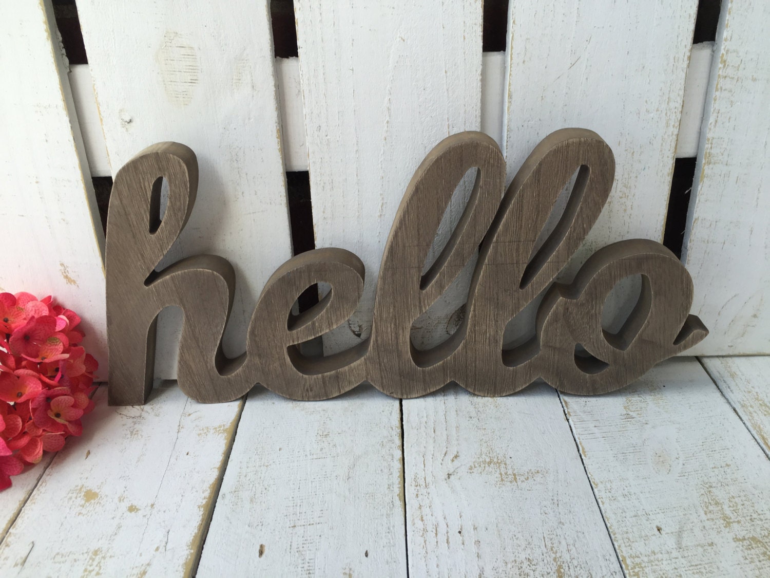 WOODEN HELLO SIGN/Hello/Chunky wood hello/natural wood or