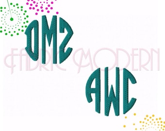 ROUND MONOGRAM small Embroidery monogram Font Design, BX, 1, 1.5 and 2 inches included, #544