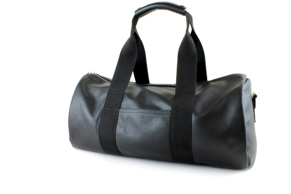 Black leather Sports Bag Luxury leather gym bag with