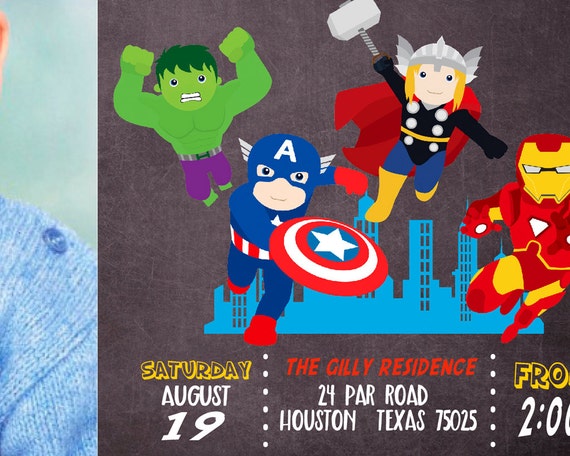 Avengers Birthday Invitation Superheroes Birthday Invite