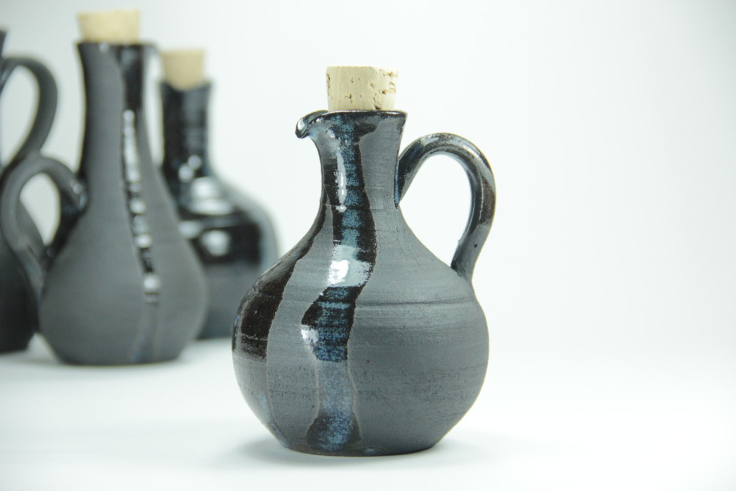 Oil bottle Ceramic oil bottle blue Bottle sauces oil jug
