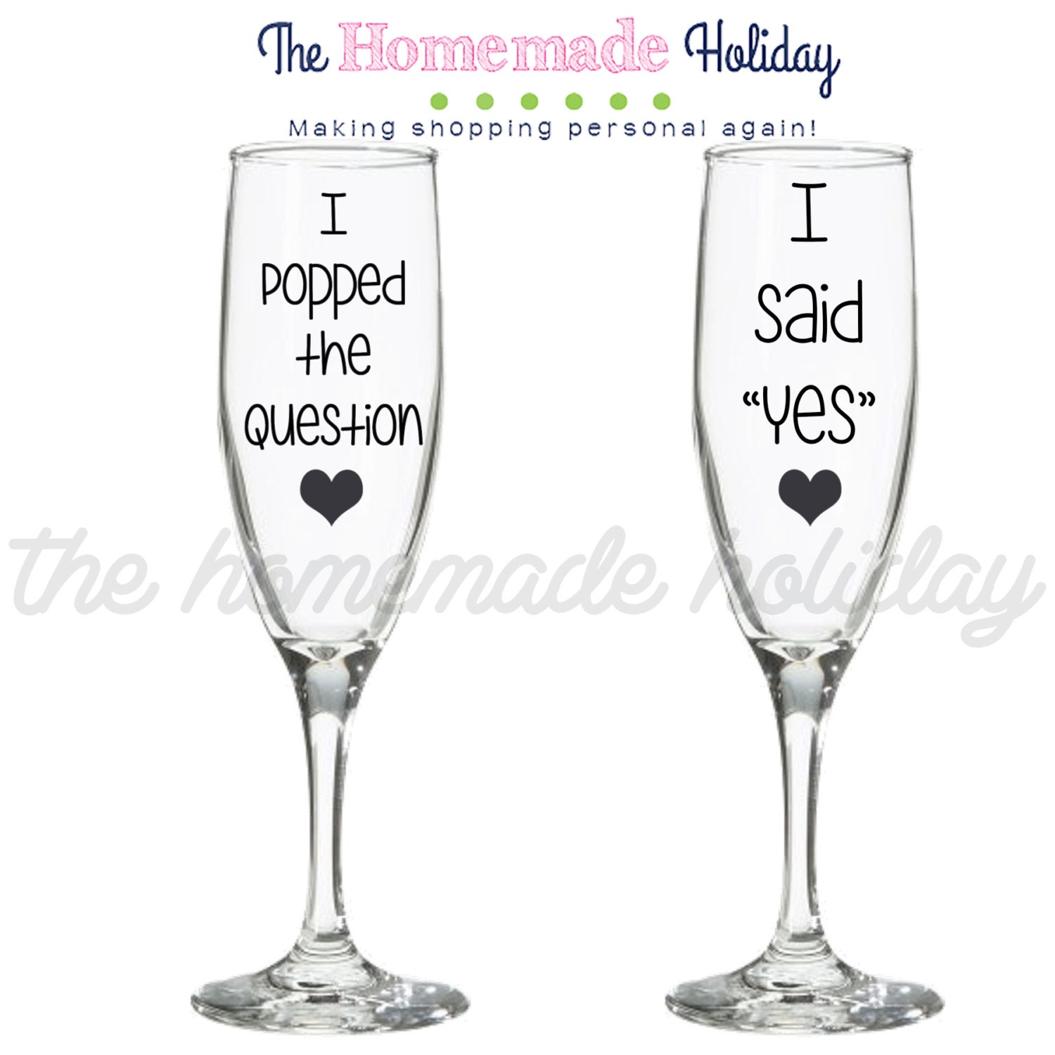 Custom Engagement Champagne flutes I popped the question I
