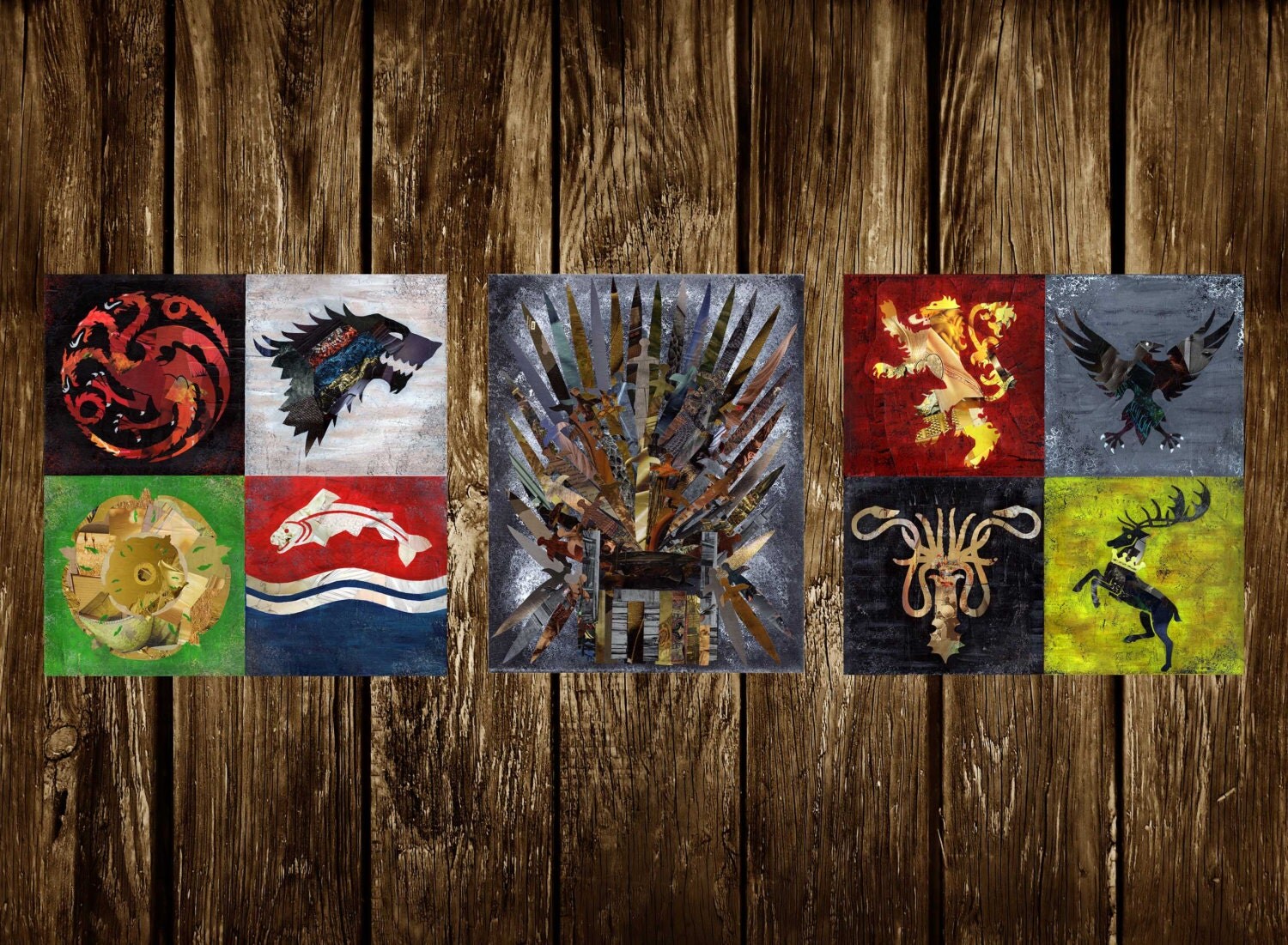Game of Thrones wall art Stark House Targaryen art Mixed