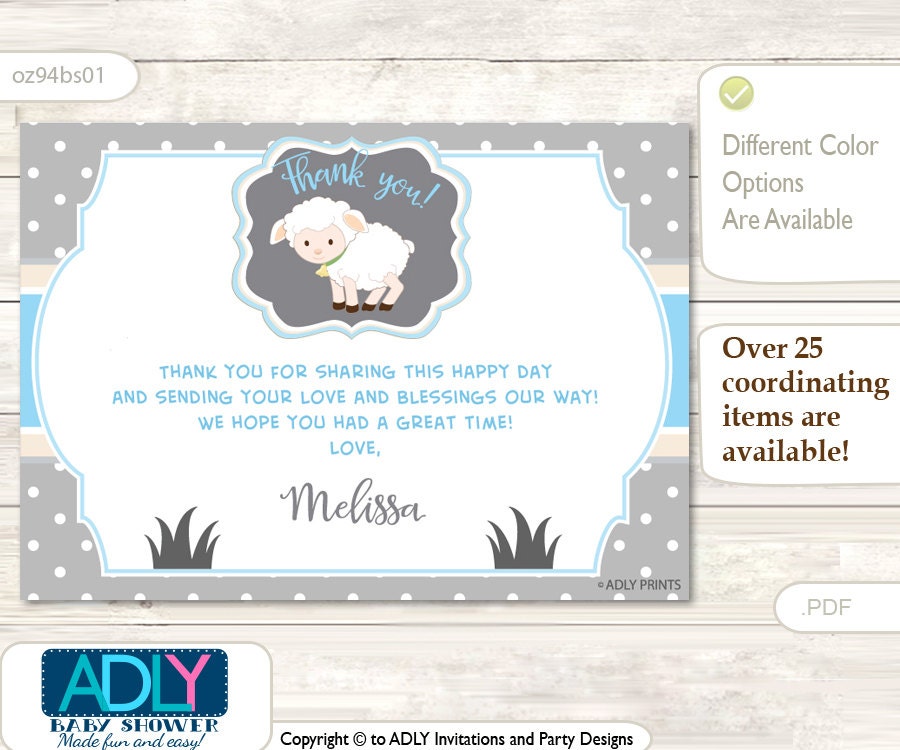 shower thank you cards lamb baby you Card Monkey Etsy aoprintablesforkids by on with Thank Boy Sock