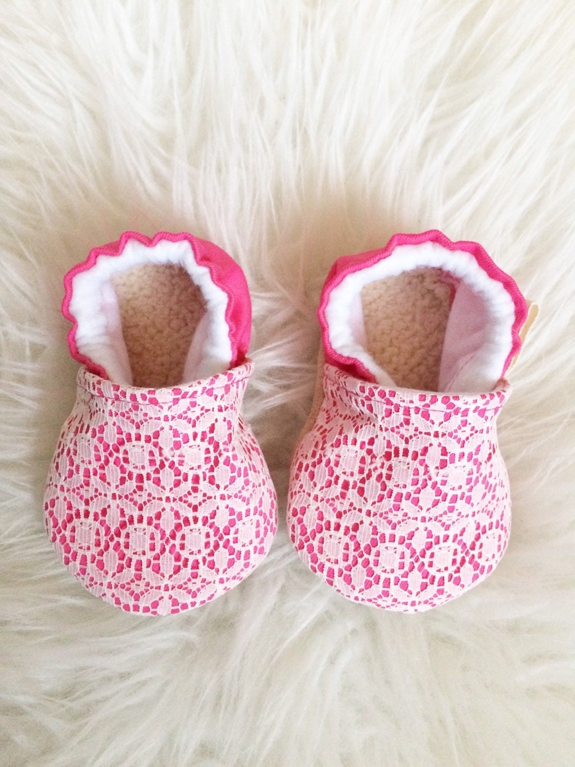 Pink and Lace Baby Shoes Lace Baby Shoes by FawnHollowDesigns