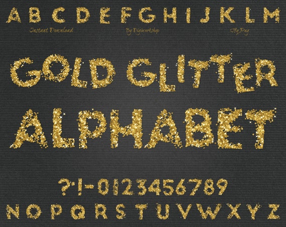 Glitter Alphabet Clipart Clip Art: Gold Glitter