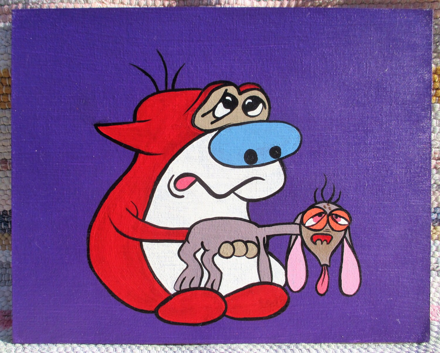 Ren And Stimpy Hand Painted Canvas Pad By Idiosyncraticatticpa