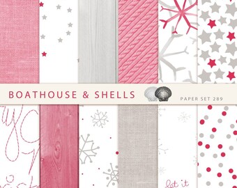 TAUPE & RED CHRISTMAS, 12 Digital Papers in taupe and red for the Christmas/Holiday/Winter season, Instant Download - Printable - 289