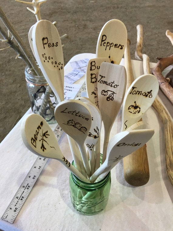 Wooden Spoon Garden Markers by Dixstyx on Etsy