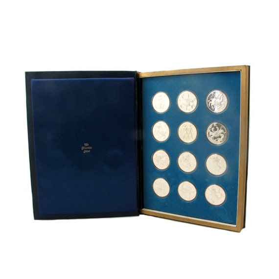 Vintage Silver Zodiac Medals Collection from Franklin Mint