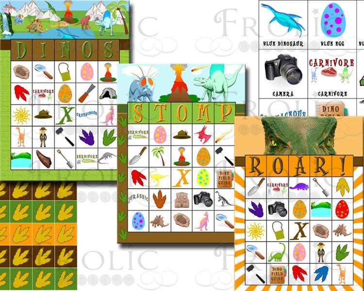 Dinosaur Bingo 30 Printable Cards INSTANT DOWNLOAD
