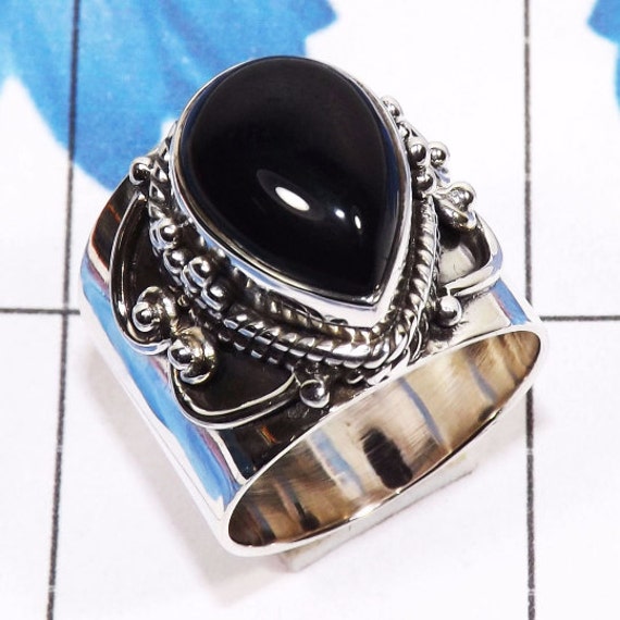 Black Onyx Ring Onyx Ring 925 Sterling Silver by ShalzDesigns