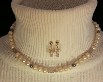 Salt Water Pearl & Ametrine Necklace Set # 138