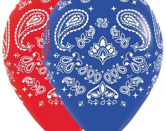 10-11" Inch Bandana Balloons 11 Inch latex Balloons Party Decor prop "Same Day Shipping"