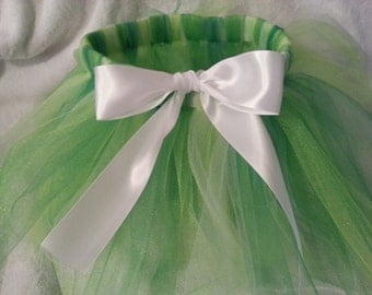 Green Fairy Infant to Adult Size Tutu - Tinkerbell Inspired Costume - St. Patrick's Day Tutu - Green and White Tutu