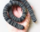 Paper jewelry, black and white paper necklace, Eco-friendly jewel, Eco chic, jewelry and things, paper book necklace, brass wire hand shaped