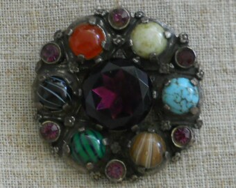 Vintage multi gemstone pendant - brooch